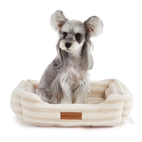 Modern Threads Plüsch-Sherpa-Haustierbett für kleine und mittelgroße Hunde, ultraweiches Kuscheltier mit erhöhten Kanten für zusätzlichen Komfort, Beige von Modern Threads