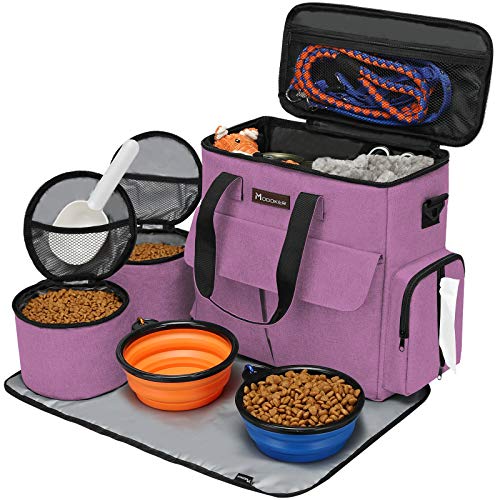 Modoker Von Fluggesellschaften zugelassene Haustier-Reisetasche, Wochenend-Hundereiseset für Hund und Katze, von Fluggesellschaften zugelassener Trage-Organizer mit Multifunktionstaschen, Pink von Modoker