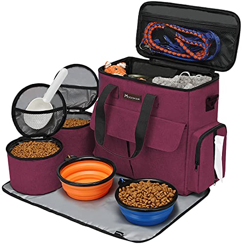 Von Fluggesellschaften zugelassene Haustier-Reisetasche, Wochenend-Hundereiseset für Hund und Katze, von Fluggesellschaften zugelassener Trage-Organizer mit Multifunktionstaschen, Rose Red von Modoker