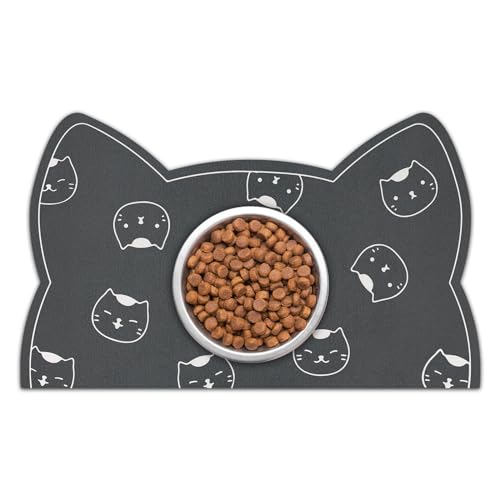 Napfunterlage Katzen Hund Futtermatte: 50x30cm rutschfeste Katzennapf Fressnapf Unterlage Hundenapf Matte - Saugfähige Schnelltrocknend Futterunterlage Katzenmatte Futter von Mofonky