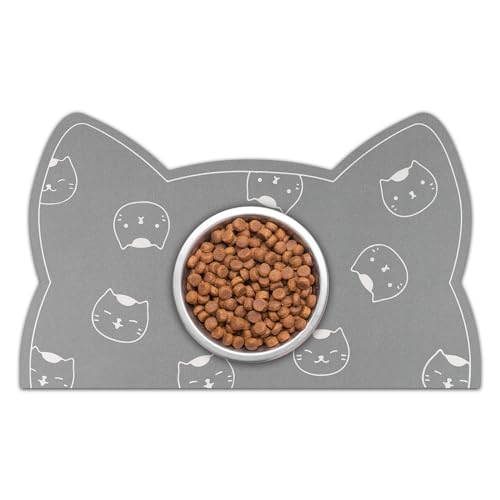 Napfunterlage Katzen Hund Futtermatte: 50x30cm rutschfeste Katzennapf Fressnapf Unterlage Hundenapf Matte - Saugfähige Schnelltrocknend Futterunterlage Katzenmatte Futter von Mofonky