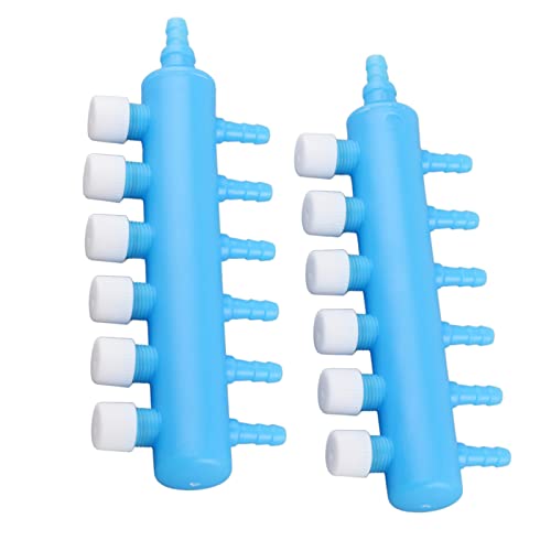 Aquarium Luftstein Set, 2 Stück Fischbehälter Luftverteiler, Aquarium Luftrohr Adapter, Sauerstoffpumpe Zubehör für Aquarium, 5,3 x 5,5 cm x 7,4 cm, Maximales Luftvolumen: 6 l/min (Eins Komma sechs) von Mokernali