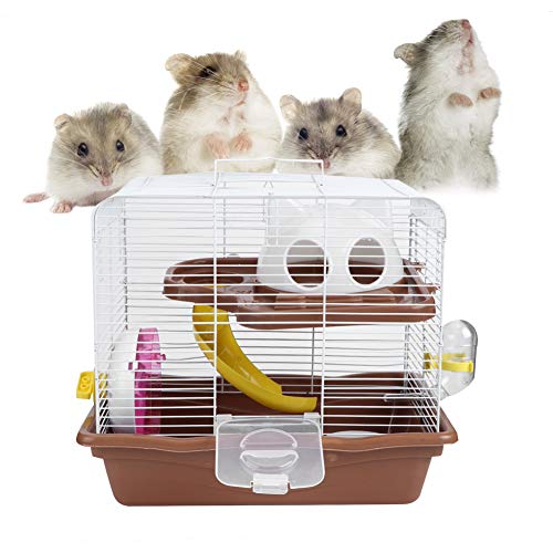 Hamsterkäfig Doppelschicht Leise Laufrad Hamsterkäfig Selbstmontage Hamsterkäfig Zubehör für Hamster Zuckergleiter Vögel Frettchen 35 x 26,5 x 32 cm von Mokernali