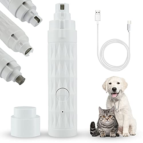 Mokeum Krallenschere für Hunde, 2-Gang-Krallenschleifer für Hunde & Katzen mit LED-Licht, Schnelle Aufladung Krallenschleifer für Große, Mittelgroße und Kleine Hunde (Weiß) von Mokeum