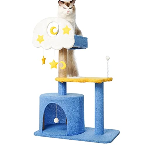 Mokid Kratzbäume Katze Unterhaltung Schlafplatz Sprungplattform Für Katzen Sisal-Kratzbaum Für Katzenhäuser Pet Shop Katzenständer Zubehör Für Katzenspiele (Color : Blue, S : 60 * 37 * 96cm) von Mokid