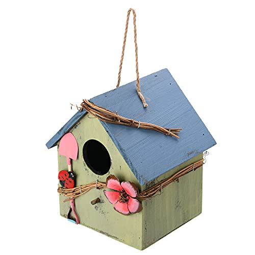 Mokyler Vogelhaus aus Holz, grüne Vögel, Ruheplatz zum Aufhängen, Vogelnest, Gartenbox, handbemalt, Vogelhaus für Wildvögel Haus Gartendekoration von Mokyler