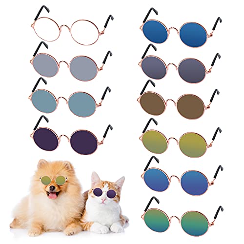 Molain Katze Sonnenbrille-Pet Welpen UV Schutz Sonnenbrille, kleine Hund Cosplay Foto Props Nette Sonnenbrille (10Pcs-Runde Sonnenbrille) von Molain