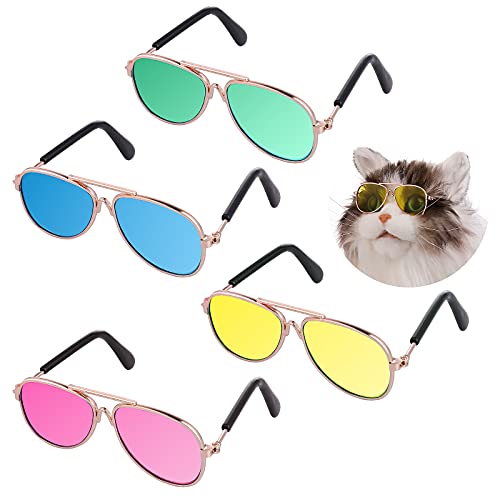 Molain Katze Sonnenbrille-Pet Welpen UV Schutz Sonnenbrille, kleine Hund Cosplay Foto Props Nette Sonnenbrille (4Pcs Sonnenbrille) von Molain