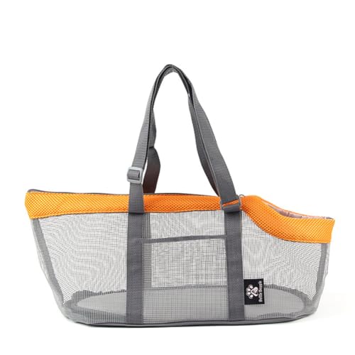 Molinter Hundetasche Welpentasche Transporttasche Netztragende Hundetasche für Kleinen Mittlere Hund Katze Welpen Hundetragetasche (Grau+Orange) von Molinter