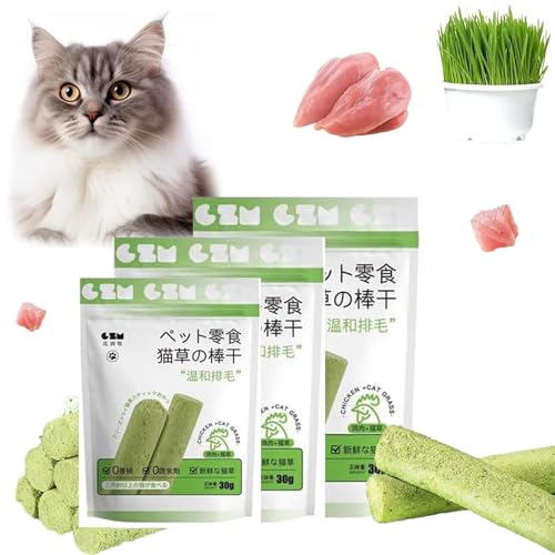 Cat Grass Teething Stick, Cat Grass Chew Sticks, Cat Grass Teething Sticks for Indoor Cats, Cat Teeth Cleaning Cat Grass Sticks, Natural Grass Molar Rod Cat Chew Stick Toy Teeth Cleaner (18PCS) von MoliseMeotans