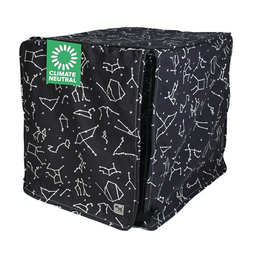 Molly Mutt Rocketman Abdeckung für Hundekäfige, 76,2 cm, Medium Kennel Cover misst 76,2 x 53,3 x 61 cm, Zwei Paneeltüren aufrollbar, aus maschinenwaschbarer 100% Baumwolle, die langlebig, von Molly Mutt