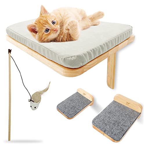 Molly & Nemo Katzenhängematte & Regale - Modernes Katzenbett aus Holz mit 2 Stufen & Sitzstange für große Katzen oder Kätzchen von Molly & Nemo