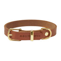 Molly & Stitch "Butter" Leder Hundehalsband [Sahara Cognac/Gold - S: 28 - 32 cm x 12 mm] von Molly & Stitch