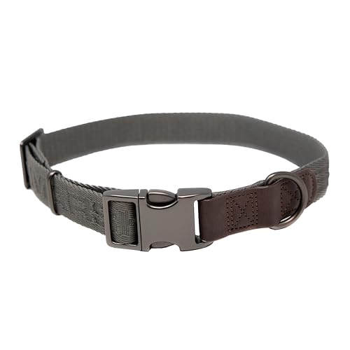 Momarsh Verstellbares Hundehalsband (38,1 - 58,4 cm), rostfreier Edelstahl und Zinklegierung, widersteht harten Bedingungen im Freien, Gunmetal Grey von Momarsh