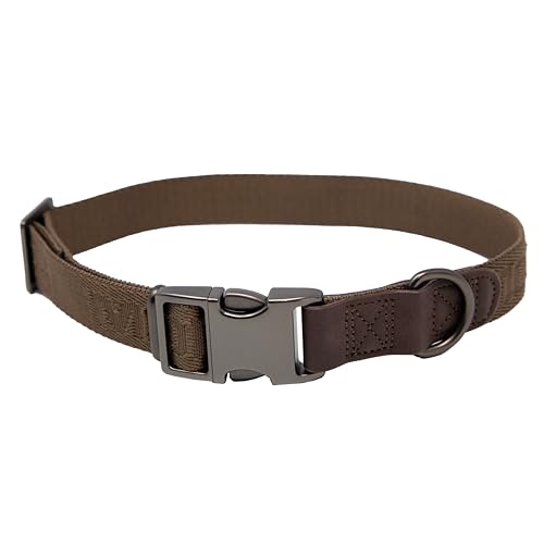 Momarsh Verstellbares Hundehalsband (38,1 - 58,4 cm), rostfreier Edelstahl und Zinklegierung, widersteht harten Bedingungen im Freien, Schokoladenbraun von Momarsh