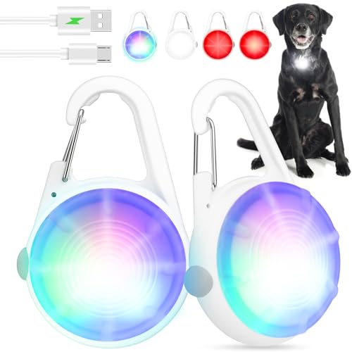 Hundelichter 2Pack LED wiederaufladbare Hundehalsband Lichter Clip on mit RGB Farbe Haustier Sicherheits Lichter beleuchten beleuchtete Hundegeschirr Licht für Nacht Wandern Camping von MonHall