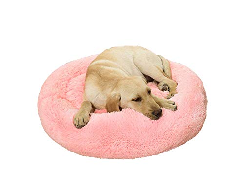 Haustierbett Deluxe, Katzen- Und Hundebett, Super Soft Cushion Round Oder Oval Donut Nesting Cave Bed Schlafbett Für Katzen Und Welpen-50cm-Rosa von Monb