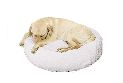 Haustierbett Deluxe, Katzen- Und Hundebett, Super Soft Cushion Round Oder Oval Donut Nesting Cave Bed Schlafbett Für Katzen Und Welpen-50cm-Weiß von Monb