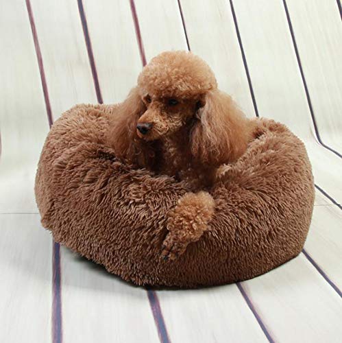 Hundebett Deluxe Weich Hundekorb Warm Katzenbett Wasserfeste Unterseite Haustier Matte in Doughnut-Form für große und extra große Hunde-Kaffee-M:70cm von Monba