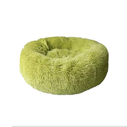 Hundebett für Katzen und Hunde, extraweich, waschbar, Plüsch, Donut-Nest, für Kätzchen, Welpen, S-XXL, warmes Hundekissen, Nackenrolle, Sofa-Grün, 100 cm von Monba