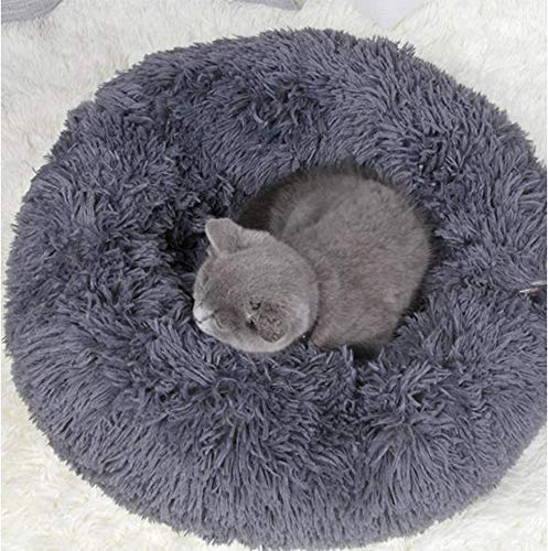 Katzenbett Donut Höhle Cuddler Welpenbett Rund Plüsch Kätzchen Kissen Orthopädische Entlastung Verbesserter Schlaf für Katze Klein Mittel Welpen Kaninchen im Winter von Monba