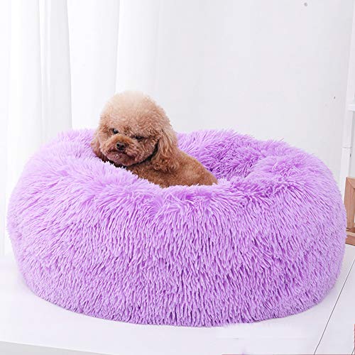 Monba Haustier in Doughnut-Form Hundehöhle Sofa Katzenhöhle Pet Nest Hundebett Weich Katzenbett Kleine Hund Katze Haustier Schlafsack-40cm-Volett von Monba