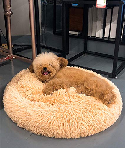 Monba Tierbett Runde Doughnut Flauschige Plüsch Hundebett Katzensofa Gepolstert Hundekorb Hundekissen Waschbar Welpen Schlafsack Höhlenbett Schlafplatz von Monba