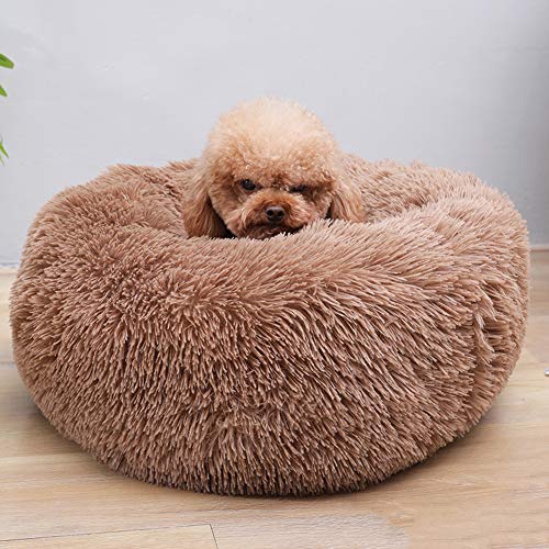 Monba Tierbett Runde Doughnut Flauschige Plüsch Hundebett Katzensofa Gepolstert Hundekorb Hundekissen Waschbar Welpen Schlafsack Höhlenbett Schlafplatz von Monba