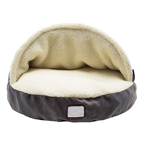 Monba Ultra warmes Kaschmir-Hundebett mit waschbarem Bezug, weiches Kissen, Katzennest, Höhle, kleines Haustierschlafsack für Welpen, Kätzchen, Kaninchen im Winter, Grau von Monba