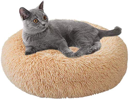 Monba Weich Hundebett Sofa Waschbar Rundes Schöne Tierbett Kissen Pet Bett Deluxe Flauschiges für Katzen und Klein Mittelere Hunde-19.69in-Braun von Monba