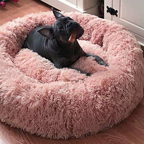 Monba Weich Hundebett Sofa Waschbar Rundes Schöne Tierbett Kissen Pet Bett Deluxe Flauschiges für Katzen und Klein Mittelere Hunde-23.62in-Rosa von Monba