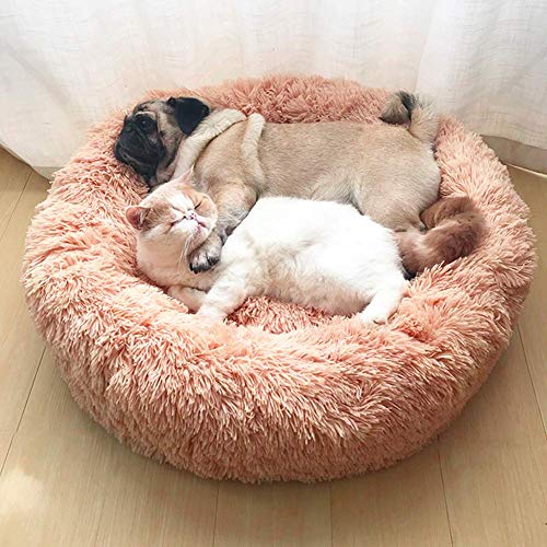 Monba Weich Tierbett Hundebett Haustier Katzenbett Hundesofa Katzensofa Doughnut-Form weichem Kissen Nisthöhle/Bett,Waschbar-Rosa-100cm von Monba