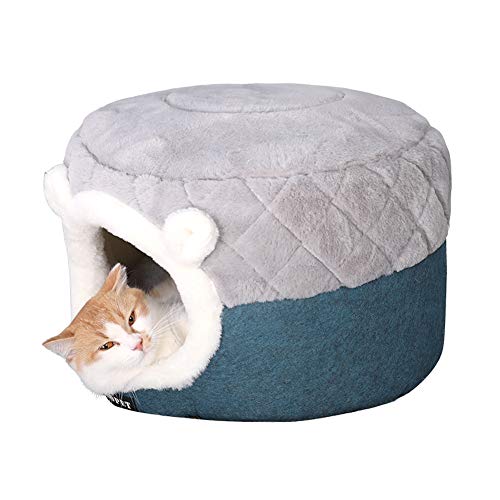 Plüsch-Donut-Haustierbett, weiches Welpensofa, Katzenkissen, Schlafsack, für Hunde und Katzen, warm, 2-in-1, Katzenhöhle, verbesserter Schlaf, Größe S von Monba