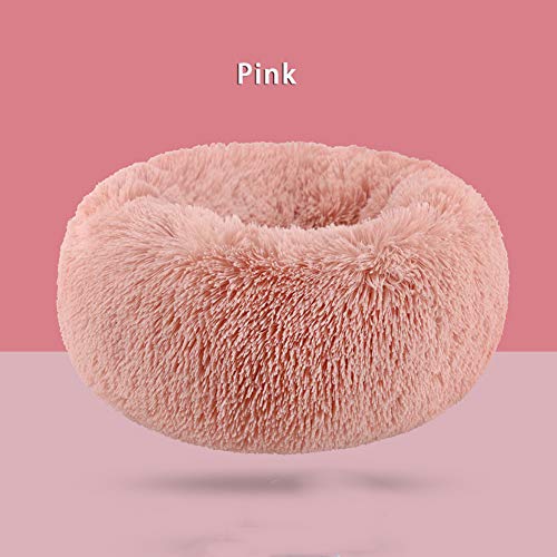 Soft Snuggle Fell-Hundebett, Donut-Kissen, warm, waschbar, rutschfest, für kleine, mittelgroße und große Haustiere, Pink, 40 cm von Monba