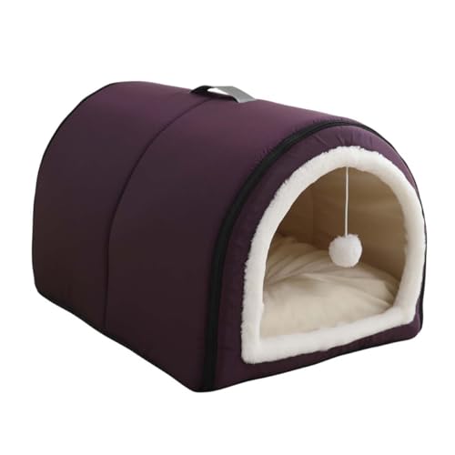 Monbaer Hundehütte, 2-in-1, faltbares, selbstwärmendes Hundebett mit abnehmbarem Kissen gegen Angst, Winter, warm, Haustierhöhle, beruhigendes Iglu-Nest für Hunde, Welpen, Katzen (XL: 75 x 50 x 50 cm, von Monbaer