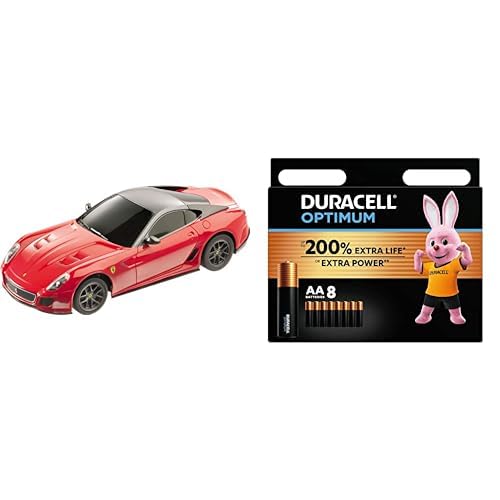 Mondo Motors – 63119 – RC Ferrari 599 GTO – Maßstab 1:24 + Duracell Optimum Batterien AA, 8 Stück, bis zu 200% zusätzliche Lebensdauer oder extra Power von Mondo Motors