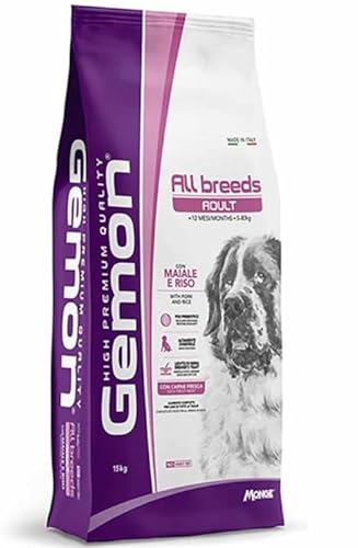 Gemon All Breeds Adult Hundefutter Trockenfutter Schwein und Reis 15 kg von Monge