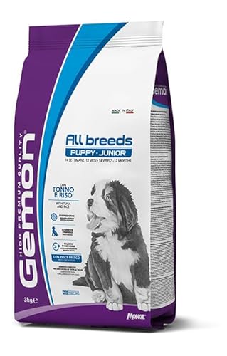 Gemon All Breeds Puppy & Junior mit Thunfisch und Reis Kroketten für Hunde Welpen 3 kg von Monge