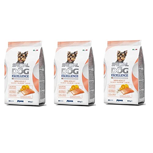 Monge 3X Special Dog Excellence Italian Superpremium Mini Adult Salmone,Riso e Agrumi Lachs, Reis und Zitrus 800g von Monge