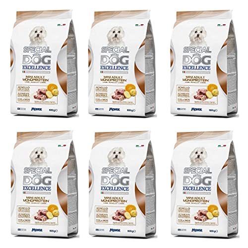 Monge 6X Special Dog Excellence Italian Superpremium Mini Adult Monoprotein Agnello Con Riso, Patate e Agrumi Lamm mit Reis, Kartoffeln und Zitrus 800g von Monge