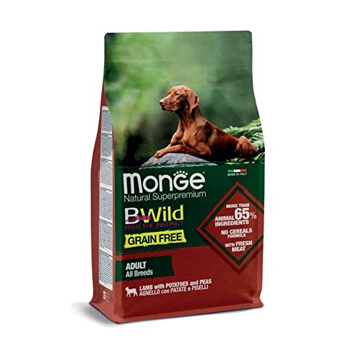 Monge BWILD Adult Salmon and PEAS, Hundefutter für alle Rassen (Trockenfutter für Hunde mit Lachs & Erbsen, Hunde Trockenfutter mit wenig Getreide, sehr Ballaststoff- & Vitaminreich, Inhalt: 2,5 kg) von Monge