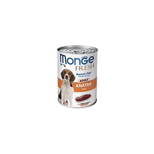 Monge Fresh Adult Duck, Nassfutter für Erwachsene Hunde (Dosenfutter aus frischer Ente, hohe Verdaulichkeit, ausgewogenes Futter, hochwertiges Nature Hundefutter, 400 g) von Monge