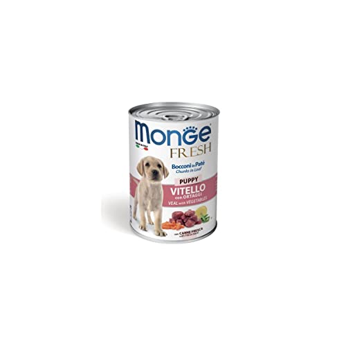 Monge Fresh Puppy Veal with Vegetables, Nassfutter für Welpen (Dosenfutter aus Kalbfleisch mit Gemüse, hohe Verdaulichkeit, ausgewogenes Futter, hochwertiges Nature Hundefutter, 400 g) von Monge