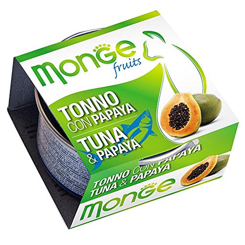 Monge Fruits Adult Tuna with Papaya, Nassfutter für Erwachsene Katzen (Katzenfutter aus Thunfisch und Papaya, Vitaminquelle, schmackhafte Rezeptur, ohne Farb- und Konservierungsstoffe, 80 g) von Monge