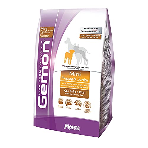 Monge Hundefutter „Gemon Mini Puppy & Junior“, für Welpen kleiner Rassen, mit Hähnchen und Reis, 3 kg von Monge