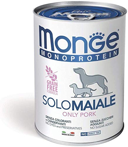 Monge Monoprotein, nur Schweinefleisch, Nassfutter für Hunde, 12 x 400 g von Monge