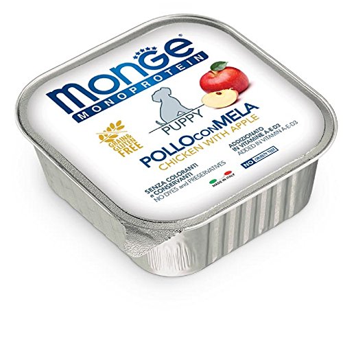 Monge Monoprotein Puppy Chicken with Apple, Nassfutter für Welpen (Welpen Futter aus Huhn und Apfel, hochwertige Rezeptur, Vitaminen A-E-D3, ohne Zuckerzusatz, getreidefrei, 150 g) von Monge