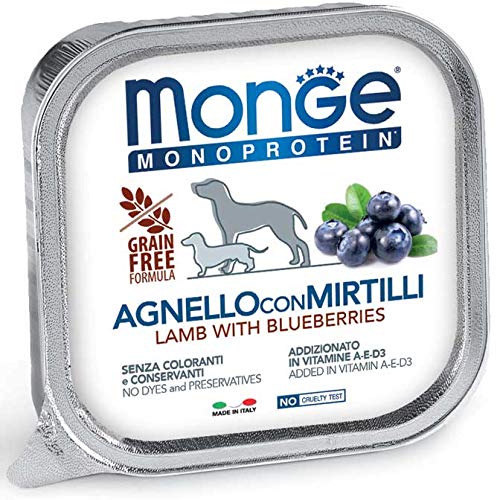 Monge Nasses Hund nur Lamm mit Blaubeeren - 24 x 150 g von Monge