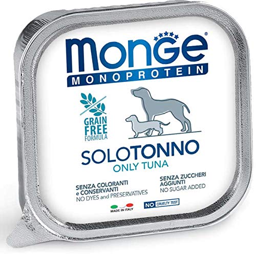 Monge Nassfutter für Hunde, Monoprotein, 100 % Thunfisch, 150 x 24 g von Monge