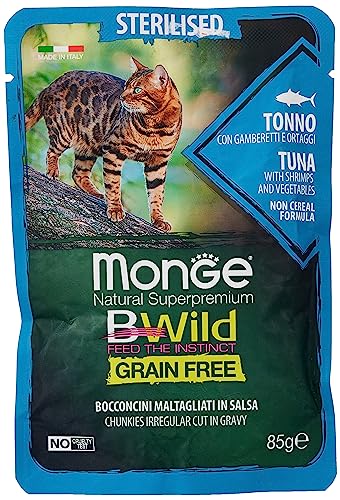 Monge Natural Superpremium Adult ANCHOVIES with Vegetables, Katzenfutter für Erwachsene Katzen (Nassfutter für Katzen mit Sardellen und Gemüse, getreidefrei, 85 g) von Monge